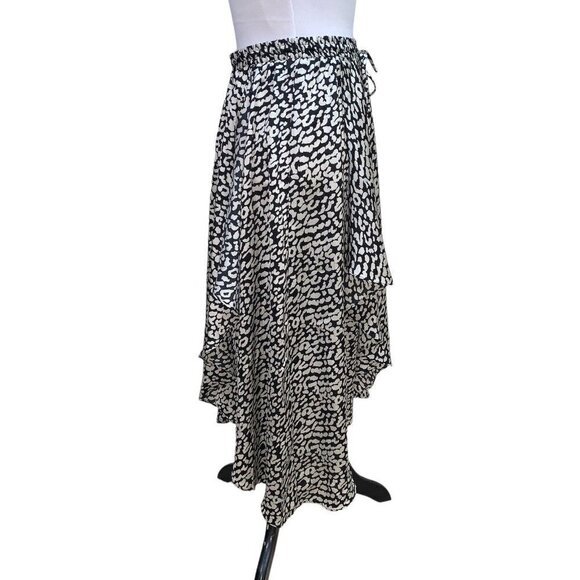 Love Stitch Women's S Small Faux Wrap Midi Skirt Satin Animal Print Draped - Picture 5 of 8